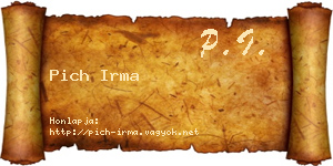 Pich Irma névjegykártya